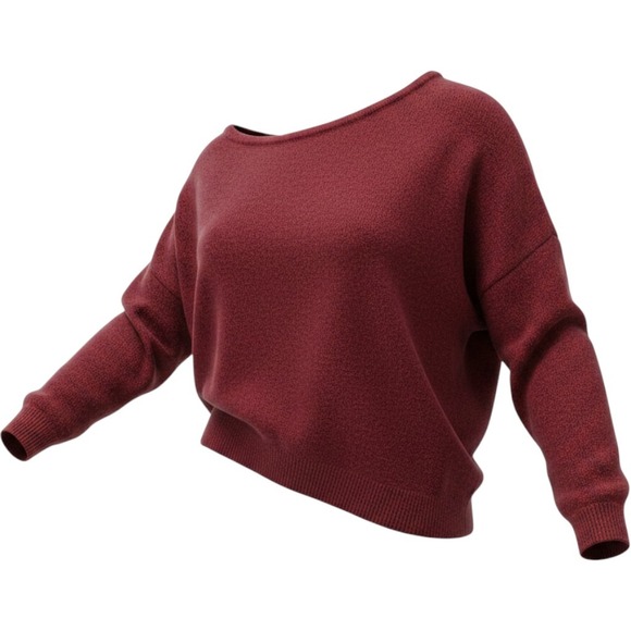 Commense Sweaters - Commense Sweater Size XL Burgundy NEW Off-The-Shoulder Cropped Knit Boat Neck
